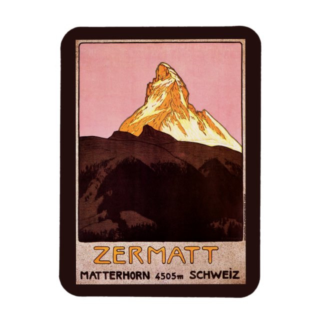 Vintage Travel, Matterhorn Mountain, Schweiz Magnet (Vertikal)