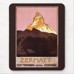 Vintage Travel, Matterhorn Mountain, Schweiz Mousepad