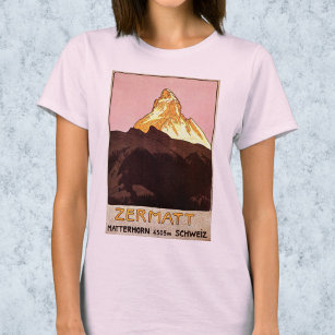 Vintage Travel, Matterhorn Mountain, Switzerland T-Shirt