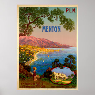 Vintage Travel - Menton - Französische Riviera Poster