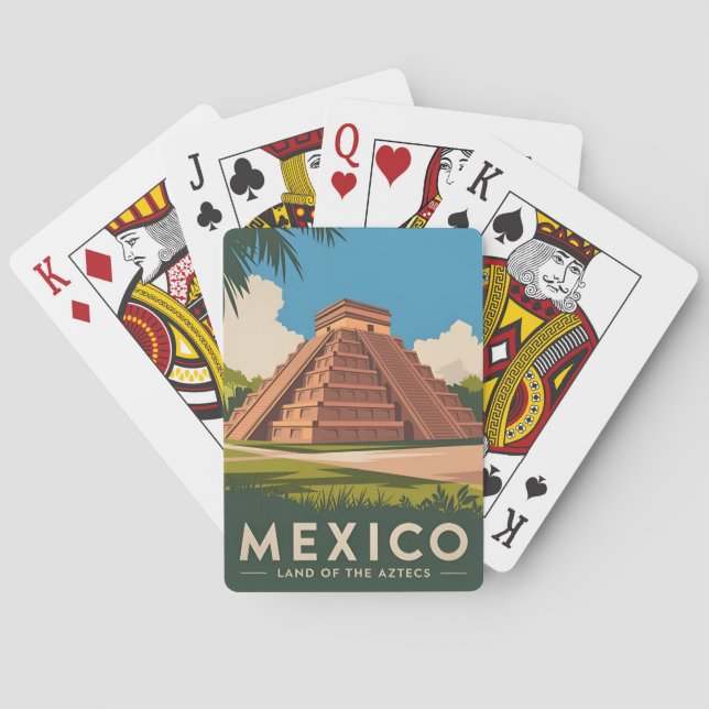 Vintage Travel Mexico Aztec Pyramid Retro Graphic Spielkarten (Rückseite)