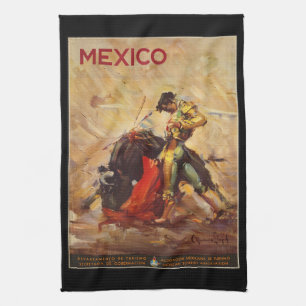Vintage Travel Mexico Bull Kämpfen Matador Küchentuch
