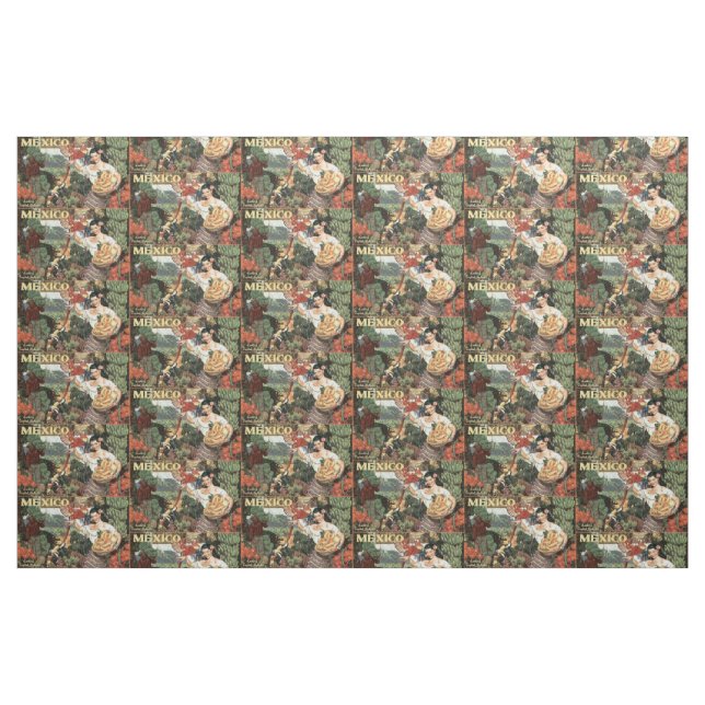 Vintage Travel Mexiko anpassbare Gewebe Stoff (Fat Quarter (45,7 x 55,9 cm))