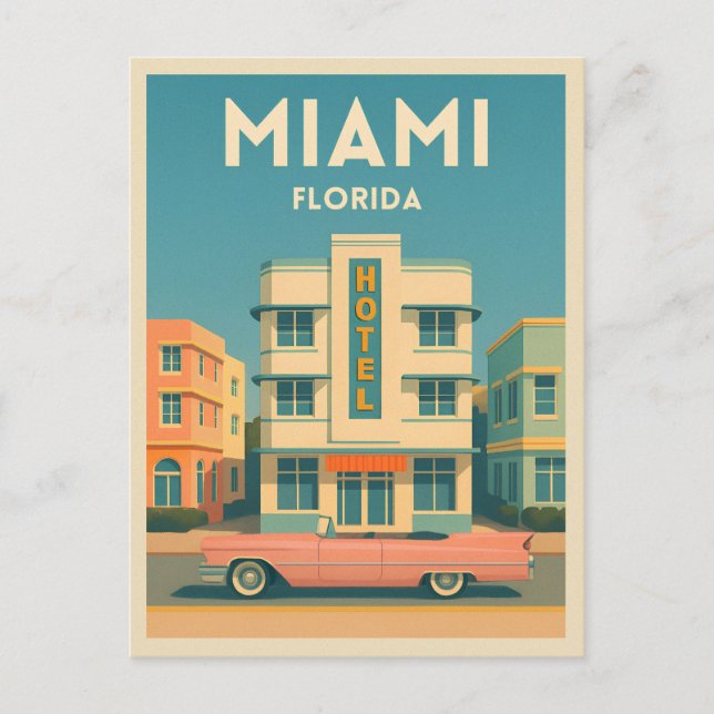 Vintage Travel Miami Art Deco District Postkarte (Vorderseite)
