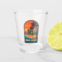 Vintage Travel Miami Beach Florida Sunset Seaside Schnapsglas