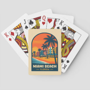 Vintage Travel Miami Beach Florida Sunset Seaside Spielkarten