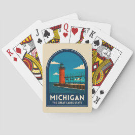 Vintage Travel Michigan Lighthouse Retro Scenic Spielkarten