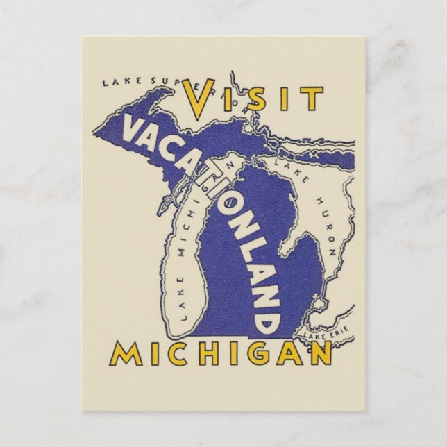 Vintage Travel - Michigan Vacationland Postkarte (Vorderseite)