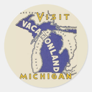 Vintage Travel - Michigan Vacationland Runder Aufkleber