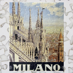 Vintage Travel Milano Italien Gotische Kathedrale  Puzzle