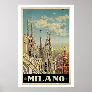 Vintage Travel, Milano Italien Poster