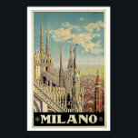 Vintage Travel Milano Italien Poster<br><div class="desc">Mailand,  Mailand,  Italien,  Mailand Kathedrale Kirche - Grosses Vintage Reiseplakat. Altes Reiseplakat für Urlaubsreisen nach Italien.</div>