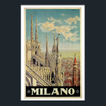 Vintage Travel Milano Italien Poster<br><div class="desc">Mailand, Mailand, Italien, Mailand Kathedrale Kirche - Grosses Vintage Reiseplakat. Altes Reiseplakat für Urlaubsreisen nach Italien.</div>