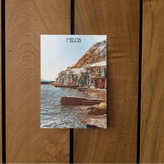 Vintage Travel Milos Griechenland Postkarte (milos greece aegean sea vintage postcard)