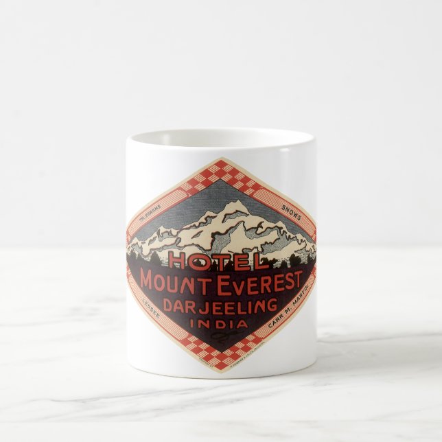 Vintage Travel, Mount Everest, Darjeeling Indien Kaffeetasse (Mittel)