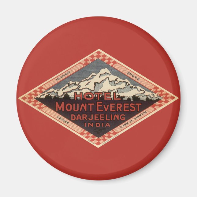 Vintage Travel, Mount Everest, Darjeeling Indien Magnet (Vorne)