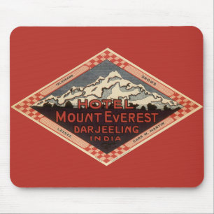 Vintage Travel, Mount Everest, Darjeeling Indien Mousepad