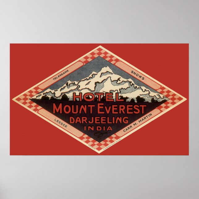 Vintage Travel, Mount Everest, Darjeeling Indien Poster (Vorne)