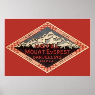Vintage Travel, Mount Everest, Darjeeling Indien Poster