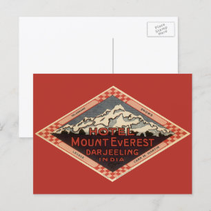 Vintage Travel, Mount Everest, Darjeeling Indien Postkarte