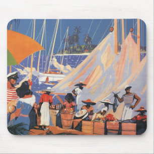 Vintage Travel, Nassau Hafen, Florida, Segelboote Mousepad