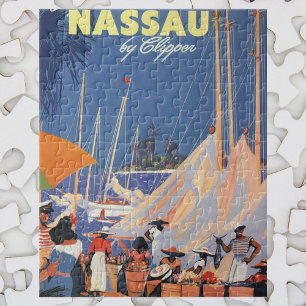 Vintage Travel, Nassau Hafen, Florida, Segelboote Puzzle