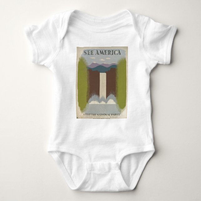 Vintage Travel National Parks Baby Strampler (Vorderseite)