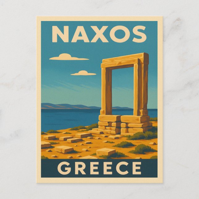 Vintage Travel Naxos Griechenland Küstenstreifen L Postkarte (Vorderseite)