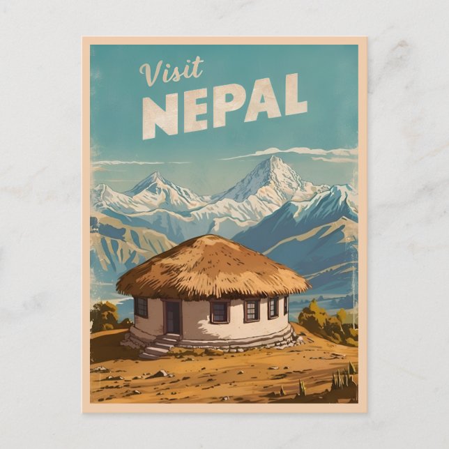 Vintage Travel Nepal Himalayas Retro Landschaftlic Postkarte (Vorderseite)