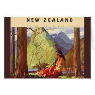 Vintage Travel, Neuseeland Landschaft Mutterfrau