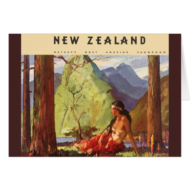 Vintage Travel, Neuseeland Landschaft Mutterfrau (Vorderseite (Horizontal))