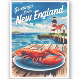 Vintage Travel New England Coastro Landschaftlich Aufkleber