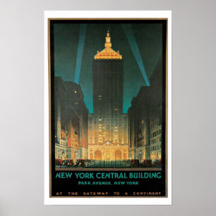 Vintage Travel, New York Central Gebäude Poster