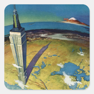 Vintage Travel New York City Empire State Gebäude Quadratischer Aufkleber