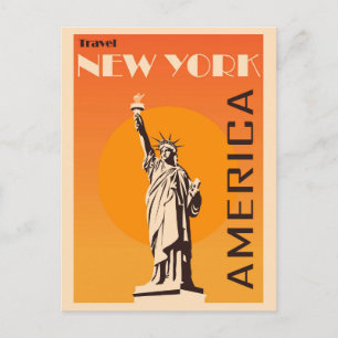 Vintage Travel New York Statue of Liberty Postkarte