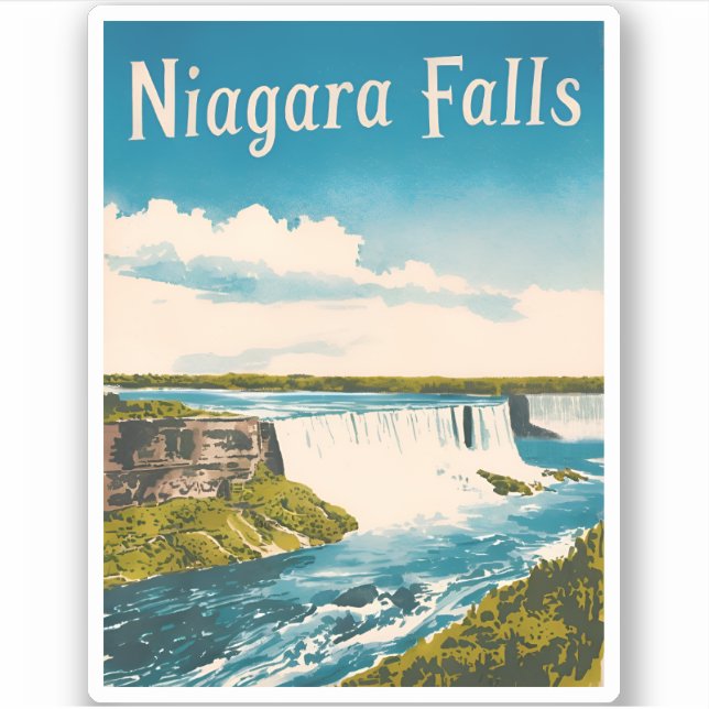 Vintage Travel Niagara Falls Retro Landschaftlich Aufkleber (Vorderseite)
