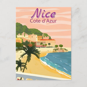 Vintage Travel Nice France cote d'azur retro Postkarte