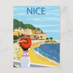 Vintage Travel Nice France cote d'azur retro Postkarte