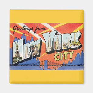 Vintage Travel NYC, Greetings from New York City Magnet