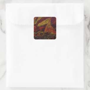 Vintage Travel Ocean Cliffs Rock Landschaft Quadratischer Aufkleber