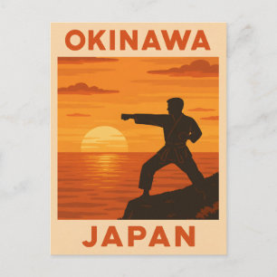 Vintage Travel Okinawa Japan Karate Retro Sunset Postkarte