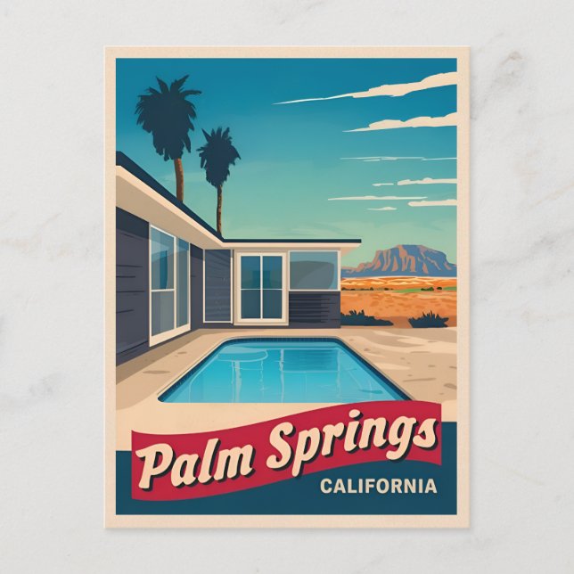 Vintage Travel Palm Springs Postkarte (Vorderseite)