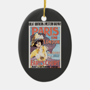 Vintage Travel, Paris, London Railroad Frau Keramik Ornament