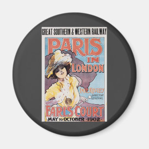 Vintage Travel, Paris, London Railroad Frau Magnet