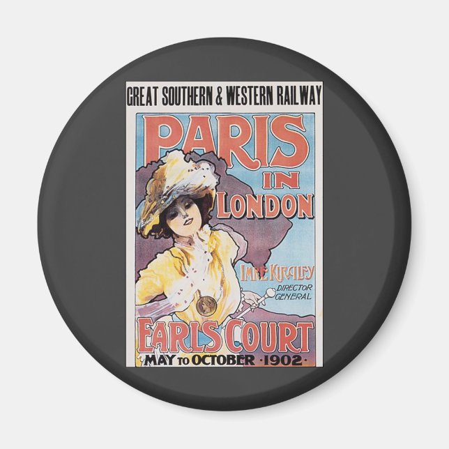 Vintage Travel, Paris, London Railroad Frau Magnet (Vorne)
