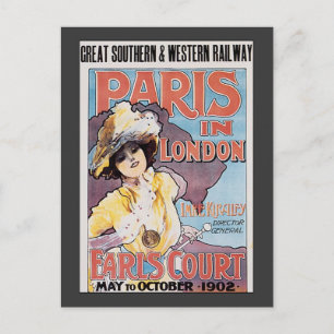 Vintage Travel, Paris, London Railroad Frau Postkarte