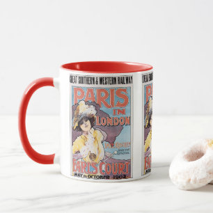 Vintage Travel, Paris, London Railroad Frau Tasse