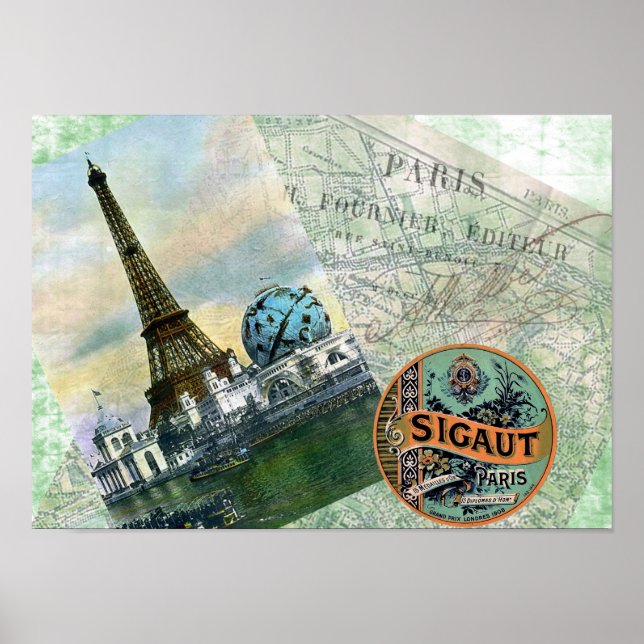 Vintage Travel Paris Poster (Vorne)