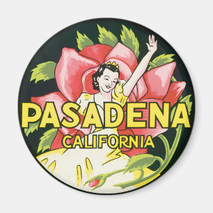 Vintage Travel, Pasadena California, Lady und Rose Magnet