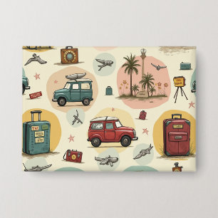 Vintage Travel Pattern Buttons